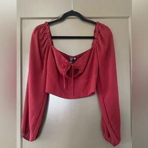 Windsor Red Ruched Long Sleeve Blouse